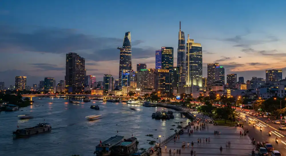 Ho Chi Minh City modern skyline at dusk